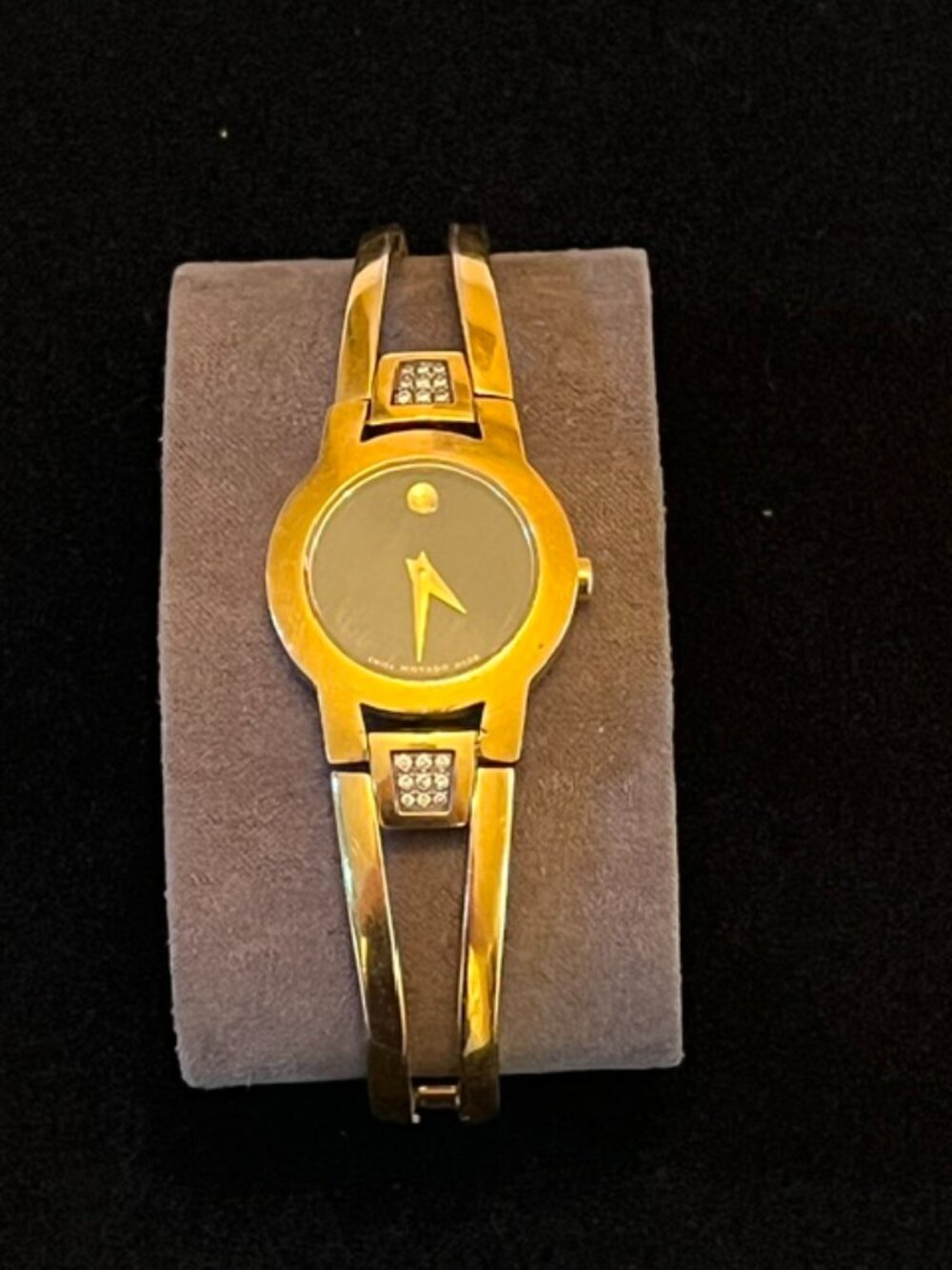 MOVADO | Amorosa Black Museum Dial Diamond Accents Watch-NEW Battery-EUC